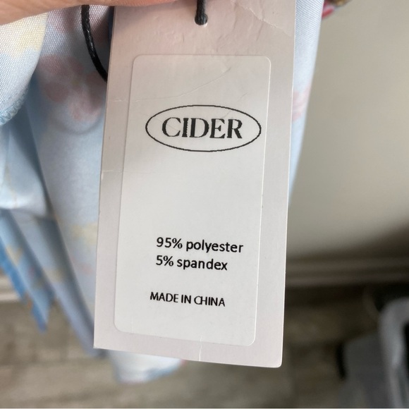 Cider‎ Spaghetti Strap Blue Floral Pattern High Slit Midi Dress Sz XL - Picture 5 of 13